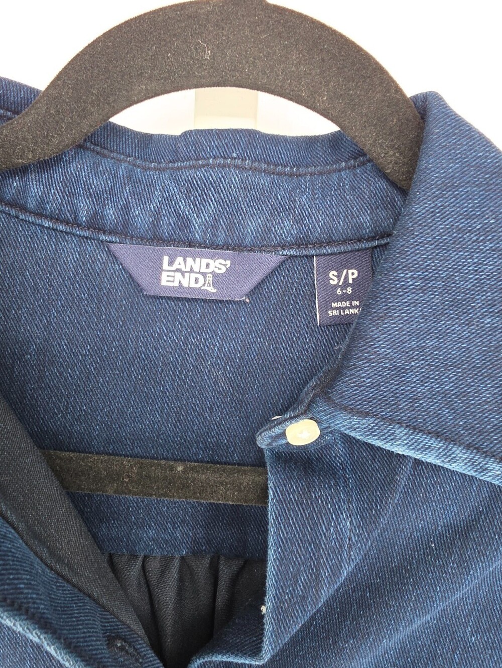 Lands' End Womens Sz S Dark Indigo Stretch Denim Button Up Shirt - Picture 3 of 4